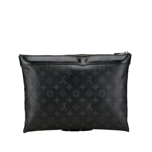 LOUIS VUITTON Black Monogram Leather Pouch - Picture 3 of 10